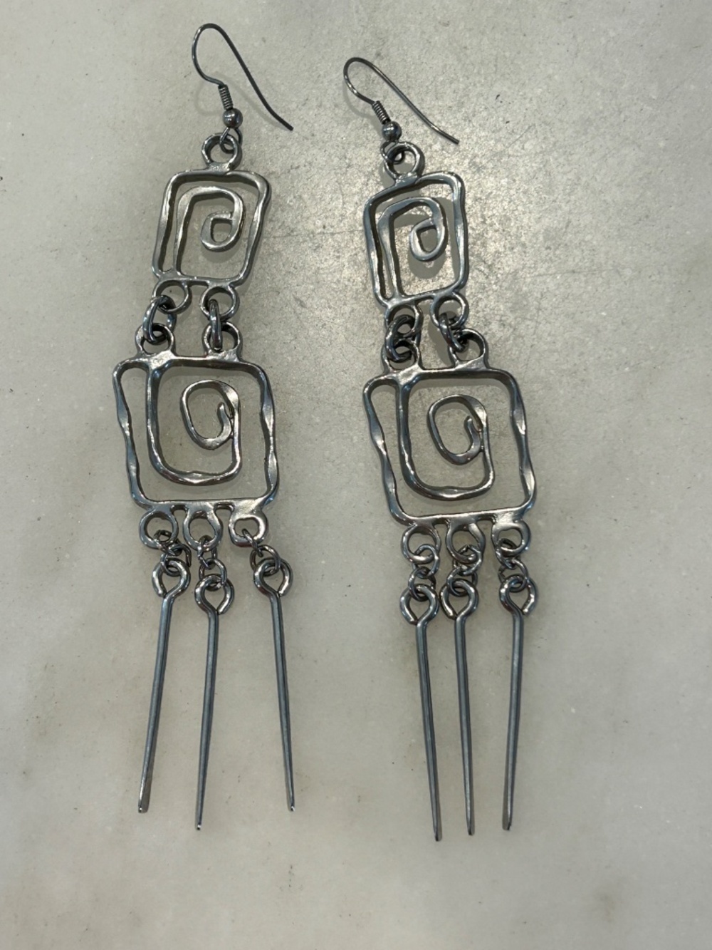 Vintage Square Spiral Dangle Earrings